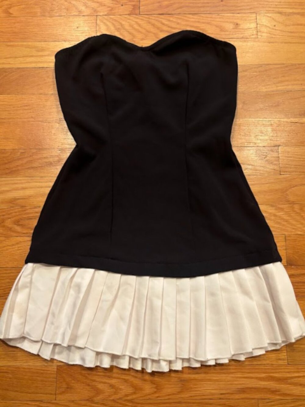 Black Mini Dress Pleated White Bottom